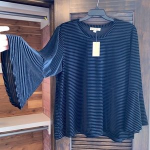 MICHAEL KORS NWT Bell Sleeve Velvet & Sheer 3X top